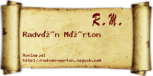 Radván Márton névjegykártya