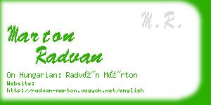 marton radvan business card
